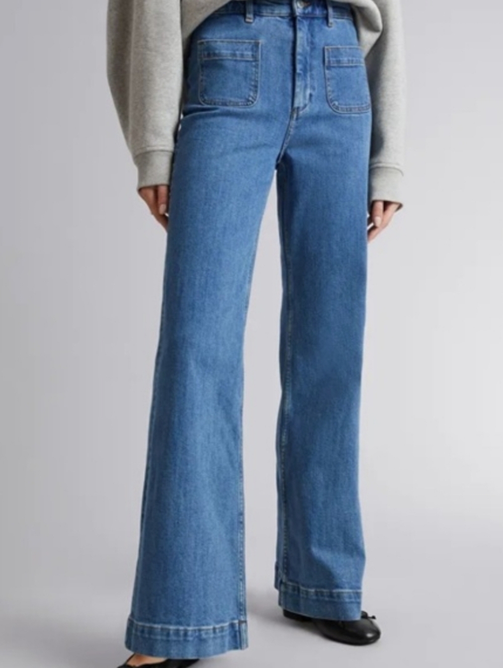 & Other Stories Medium Blue Wash Classic High Waisted Flared Jeans Size 29